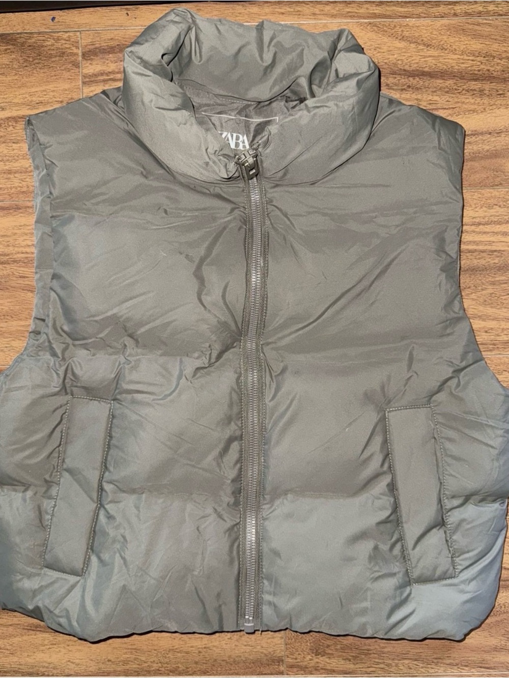 ZARA Women Olive Green Puffer Vest